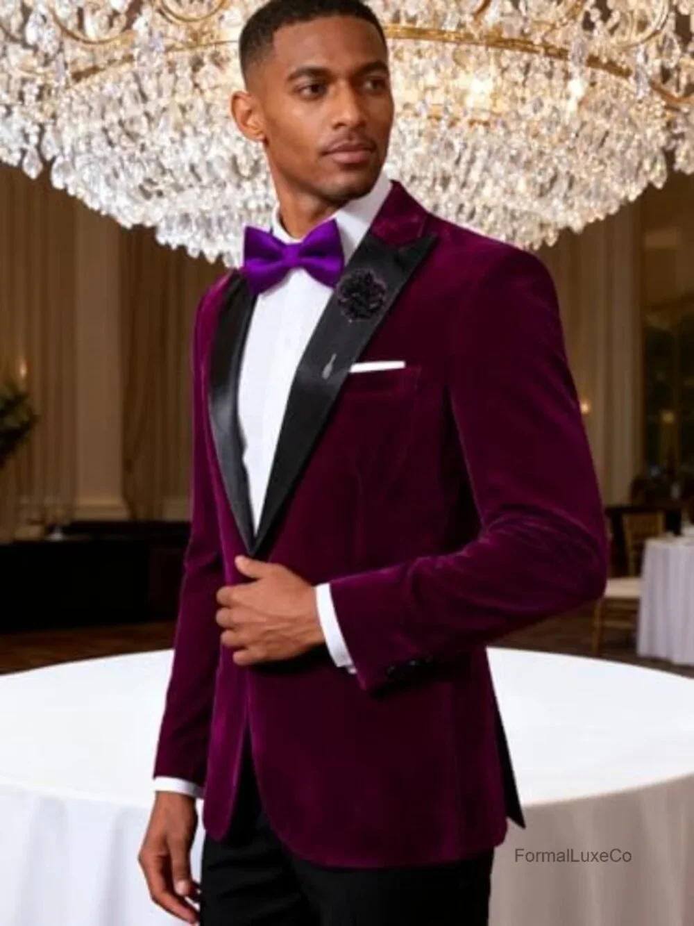 Velvet Blazer for Men | Black Satin Peak Lapel Tuxedo Suit Jacket | One Button